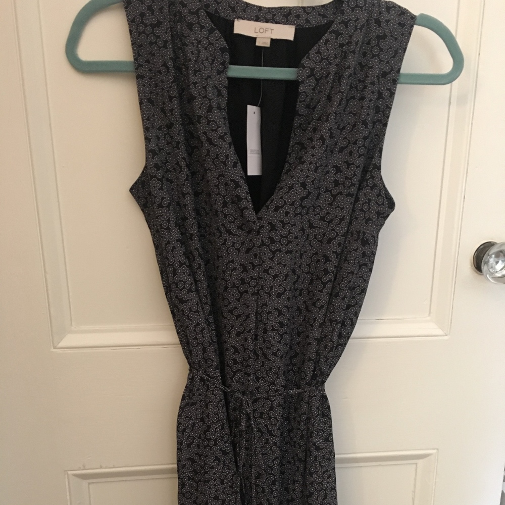 Ann Taylor Loft Black Printed Sundress